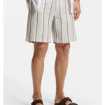 Striped shorts in a linen-cotton blend