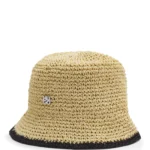 Raffia bucket hat with stacked logo