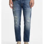 Tapered-fit jeans in dark-blue stretch cotton