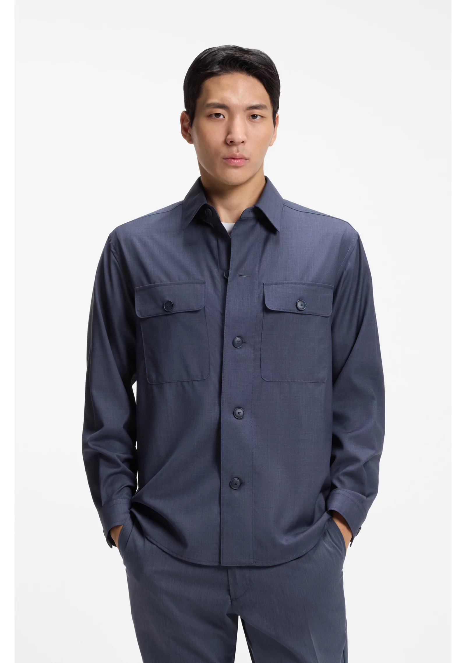 hbeu50561628_466_350 Relaxed-fit overshirt in washable AirWool - Image 1