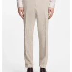 Tapered-fit trousers in wool-blend seersucker fabric