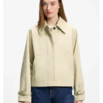 Regular-fit short trench coat in cotton