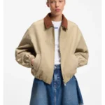 Stretch-cotton jacket with contrast corduroy collar