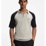 Active colour-blocked knit polo