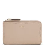 Grained-leather card holder with logo lettering