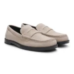 Suede loafers with branded penny trim