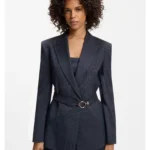 Regular-fit blazer with buckled belt