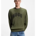 Oversized-fit sweater in ribbed cotton with varsity logo