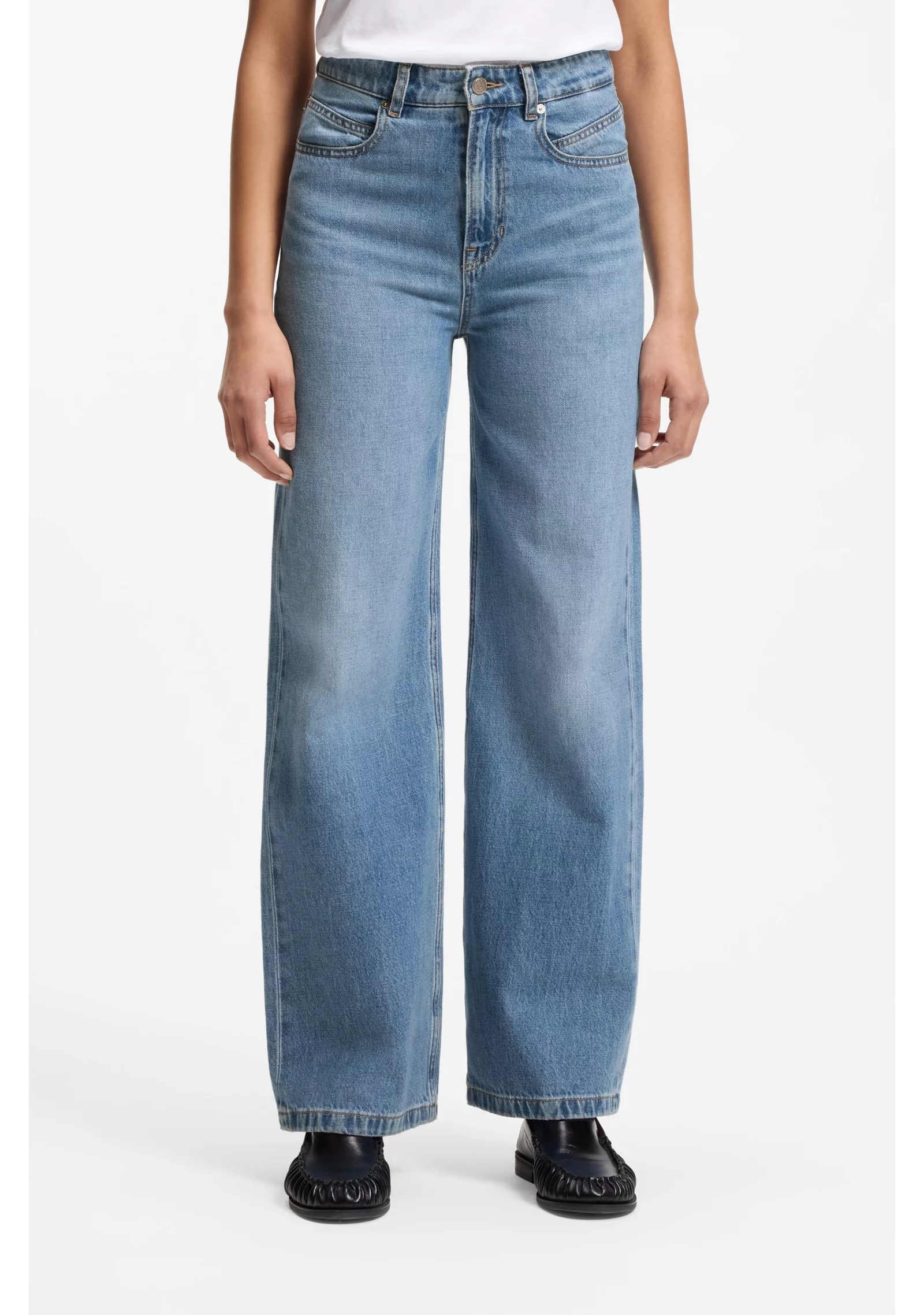 hbeu50564429_452_350 High-waisted regular-fit jeans in cross-hatch denim - Image 1