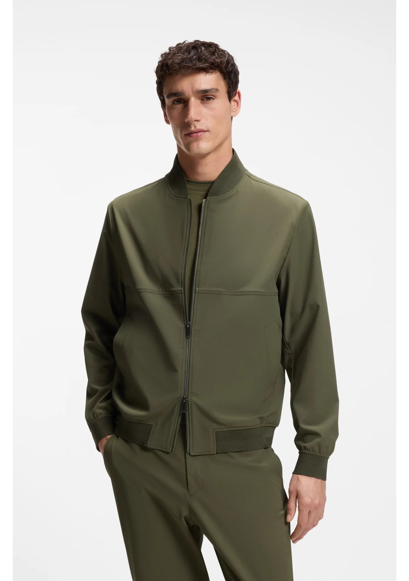 hbeu50564462_347_350 Slim-fit jacket in micro-patterned stretch fabric - Image 1