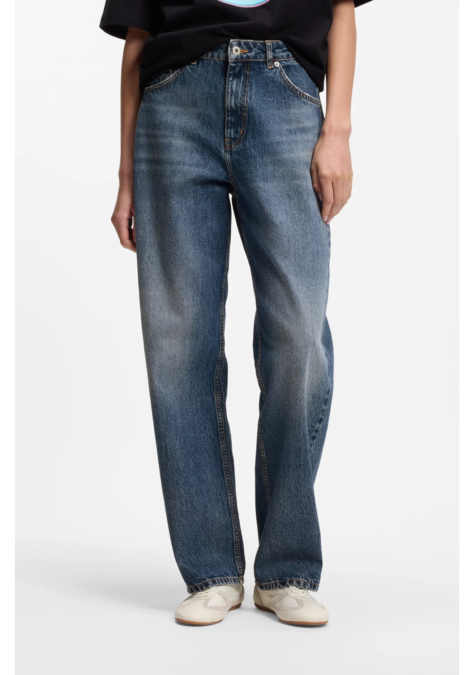 hbeu50564951_426_350 Loose-fit wide-leg jeans in rigid cotton - Image 1