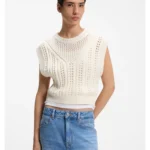 Cotton-blend top with open-knit structure