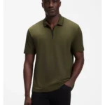 Zip-placket piqué polo shirt