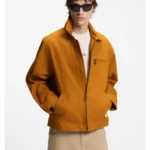 Stretch-cotton jacket with zipped chest pocket