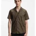 Relaxed-fit shirt in printed cotton canvas