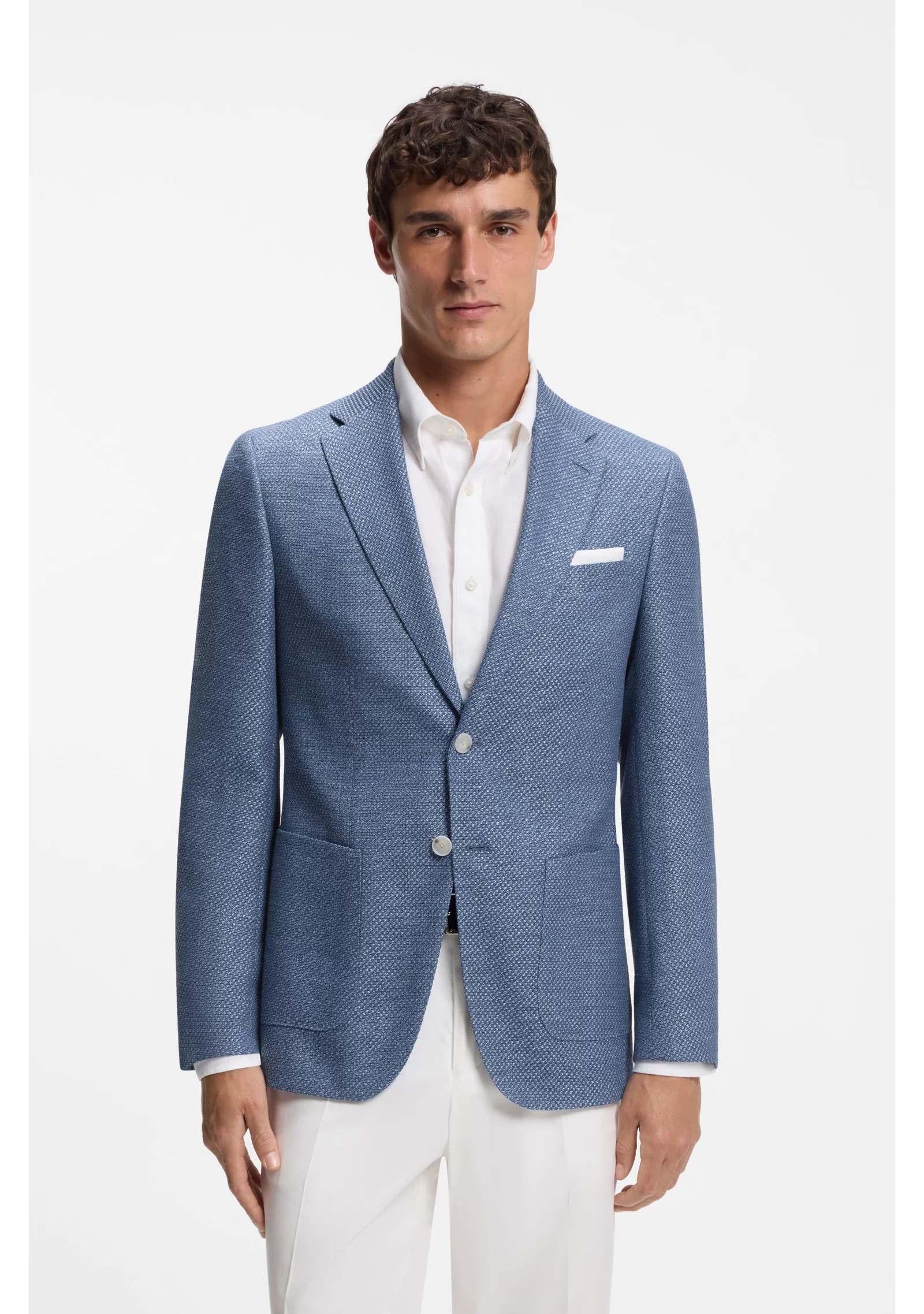 hbeu50567488_450_350 Slim-fit blazer in a patterned virgin-wool blend - Image 1