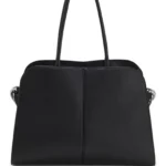 Faux-leather tote bag with embossed logo