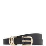 Italian-leather belt with gold-tone hardware
