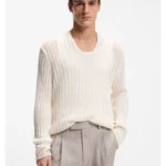 Relaxed-fit rib-knit linen sweater