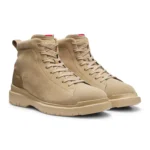 Half boots in suede with leather trims