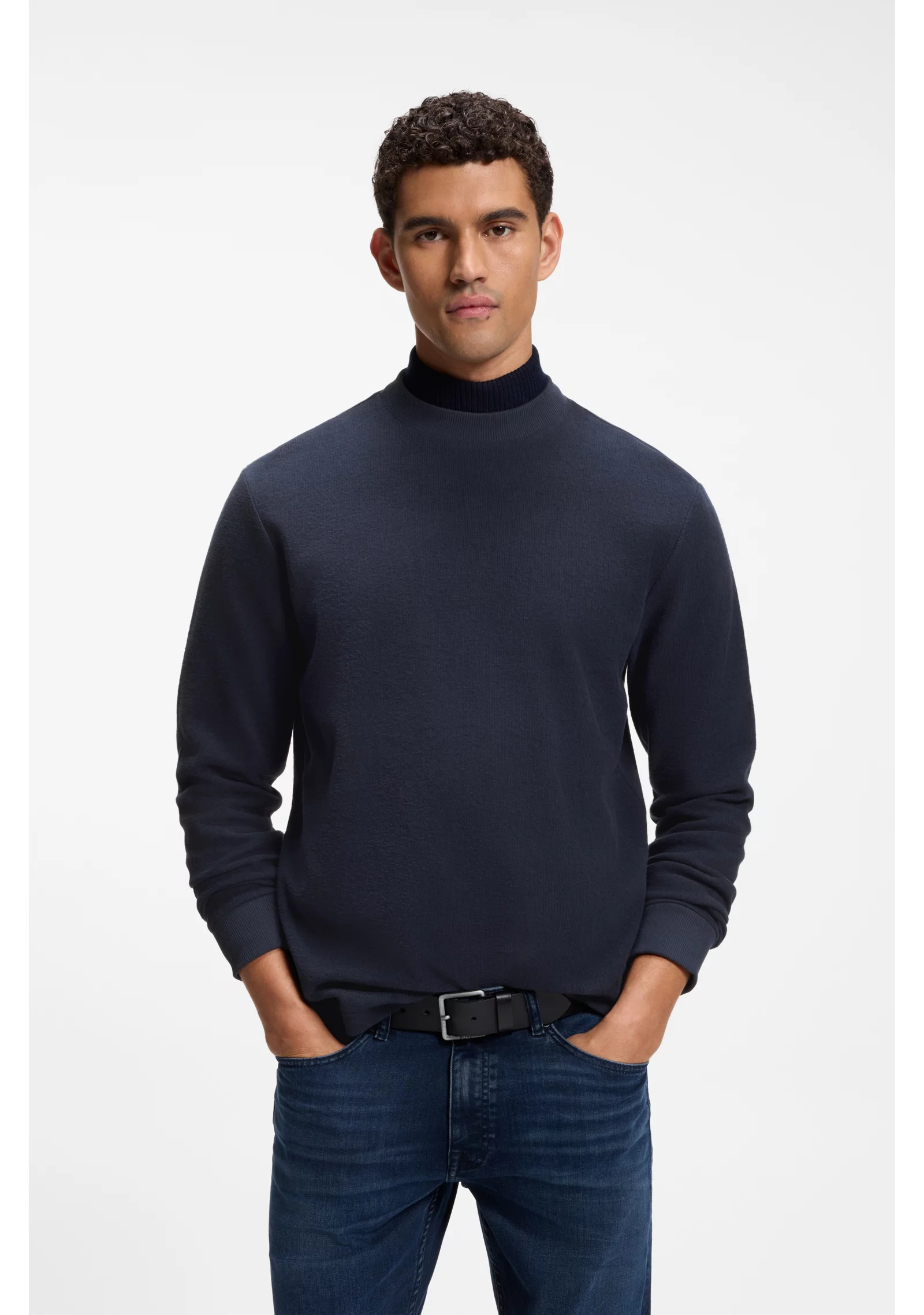 hbeu50569457_404_350 Long-sleeved T-shirt in cotton with mock neckline - Image 1