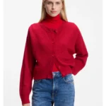 Relaxed-fit cardigan with open-knit details