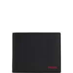 Leather trifold wallet with red logo