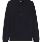 Virgin wool cardigan with a polo collar