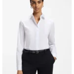 Slim-fit cotton-blend blouse with side zip