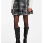 A-line mini skirt in checked bouclé