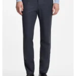 Slim-fit patterned trousers in Italian virgin wool