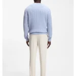 Tapered-fit trousers in Italian micro-patterned fabric
