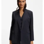 Regular-fit blazer in pinstripe stretch crepe