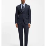 Two-piece suit in crease-resistant micro-pattern fabric