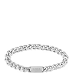 Silver-tone chain cuff with logo closure