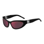 Black-acetate sunglasses with 3D monogram