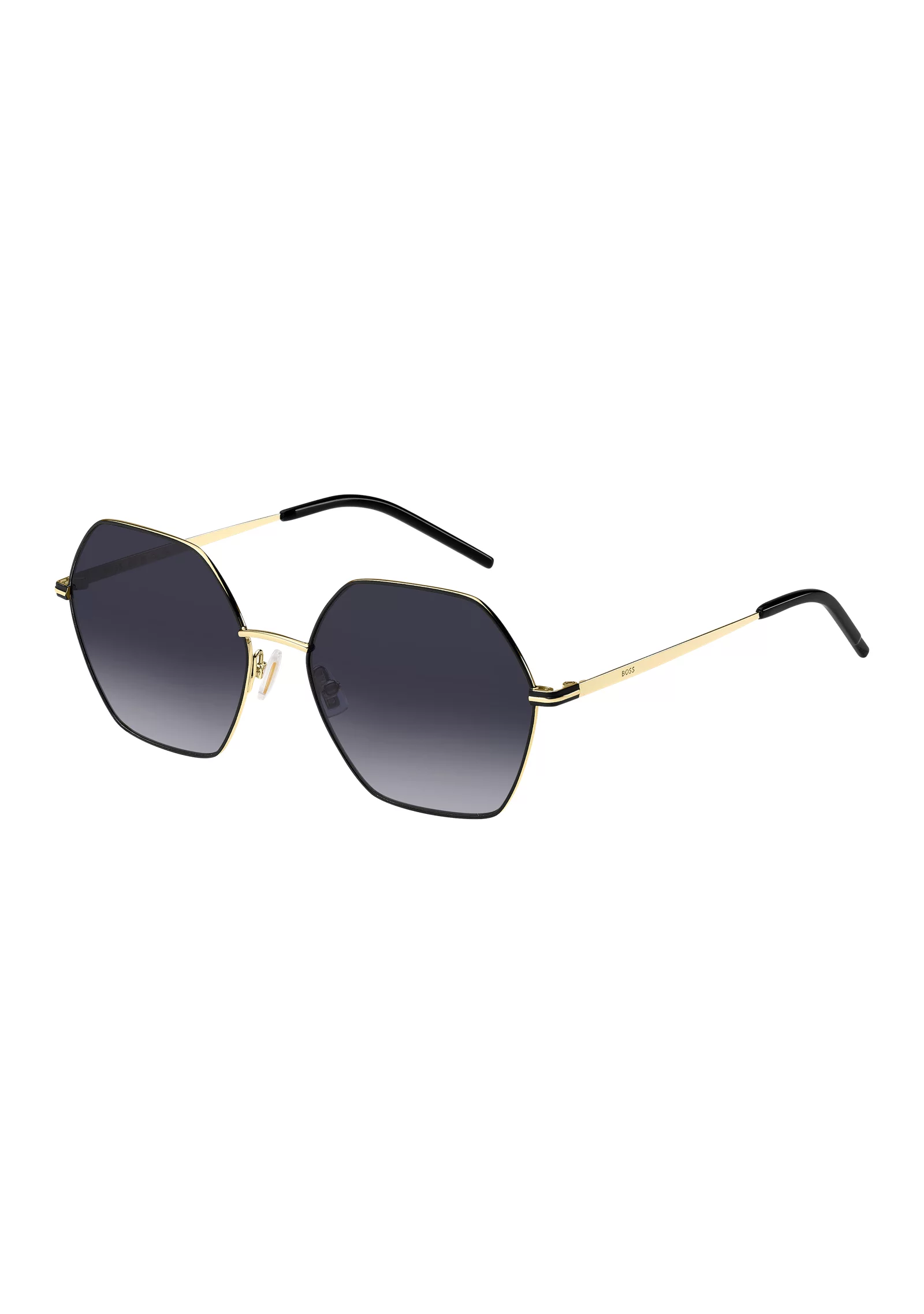 hbeu58114877_999_220 Angular sunglasses in black and gold-tone steel - Image 1