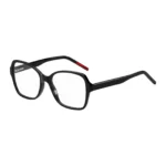 Black-acetate optical frames with branded temples