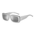 Grey sunglasses with stacked-logo temples