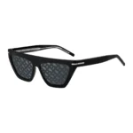 Black-acetate sunglasses with monogram-patterned lenses