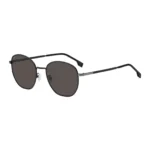 Round sunglasses in black metal with silver-tone hardware