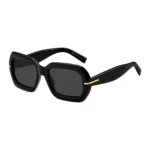 Black-acetate sunglasses with gold-tone hinges