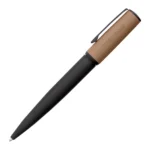 Mixed-texture ballpoint pen with branded camel cap