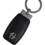 Leather key ring with gunmetal Double B monogram