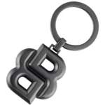 Key ring with matte-gunmetal Double B monogram