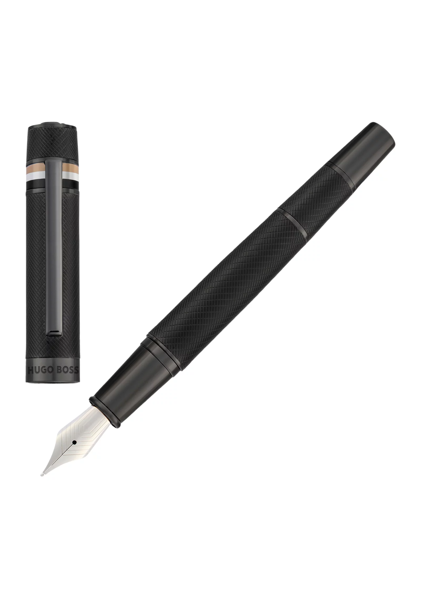 hbeu58464914_001_200 Textured-barrel fountain pen with signature-stripe ring - Image 1