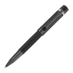 Textured-barrel rollerball pen with signature-stripe ring