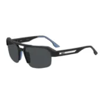 Black sunglasses with temple insert and logo