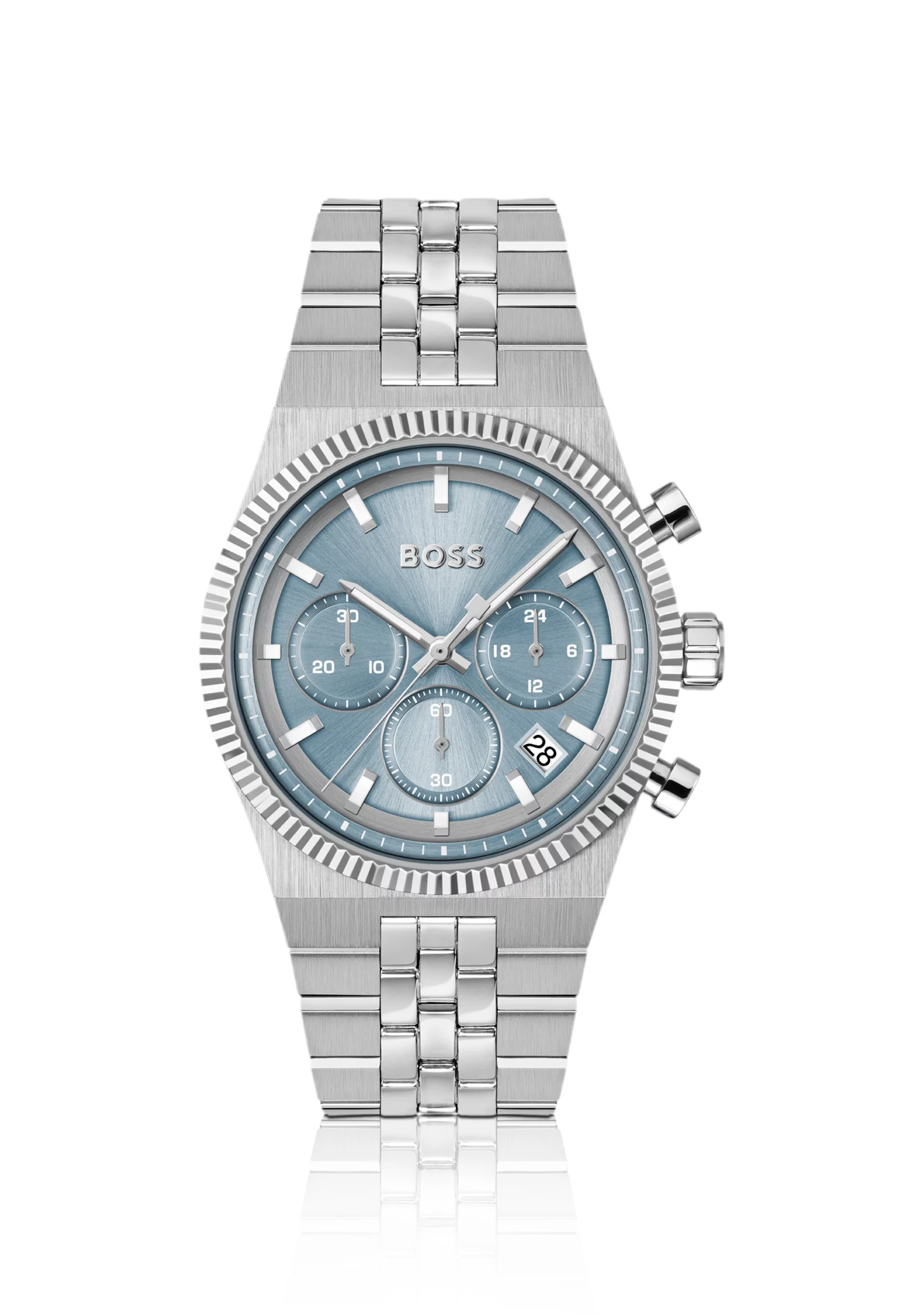 hbeu58733277_999_200 Candor blue-dial chronograph watch with fluted bezel - Image 1