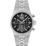 Candor black-dial chronograph watch with fluted bezel